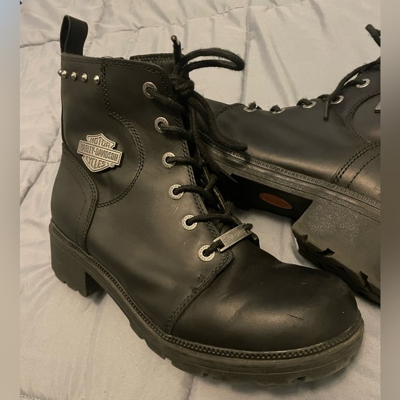Authentic Harley Davidson boots W size11, great condition, black silver hardware - Picture 4 of 15
